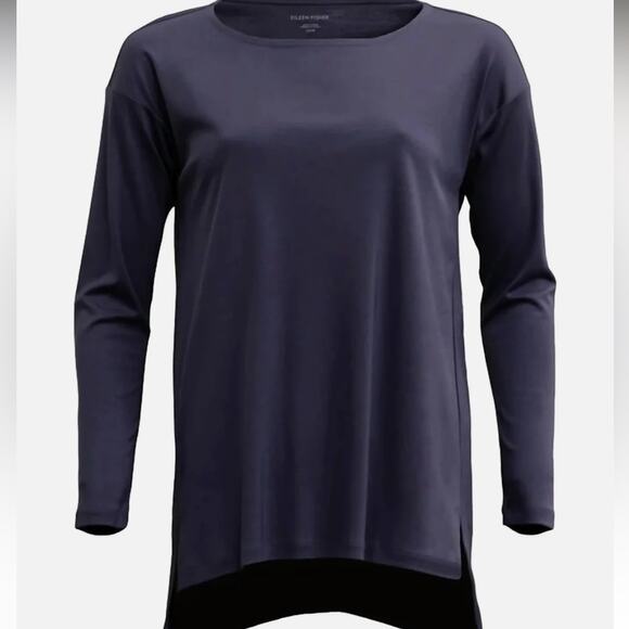 Eileen Fisher Tops - Eileen Fisher Ballet Neck Long Sleeve Tunic In Blue Shale
